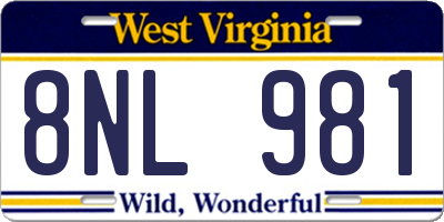 WV license plate 8NL981