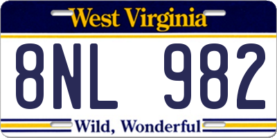 WV license plate 8NL982