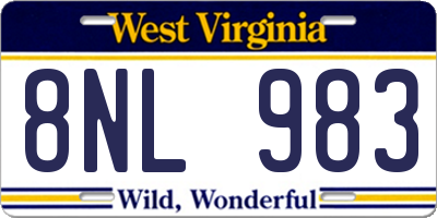 WV license plate 8NL983