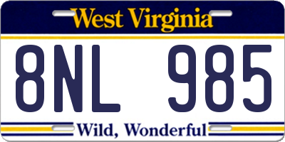 WV license plate 8NL985