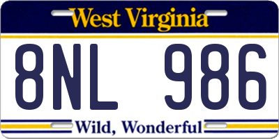 WV license plate 8NL986