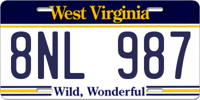 WV license plate 8NL987