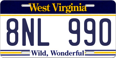 WV license plate 8NL990