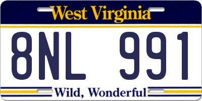 WV license plate 8NL991