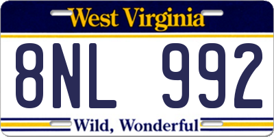WV license plate 8NL992