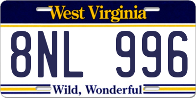 WV license plate 8NL996