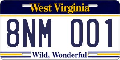 WV license plate 8NM001