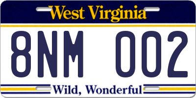 WV license plate 8NM002