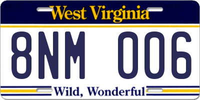 WV license plate 8NM006