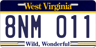 WV license plate 8NM011