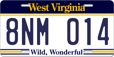 WV license plate 8NM014