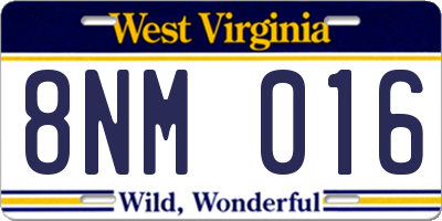 WV license plate 8NM016