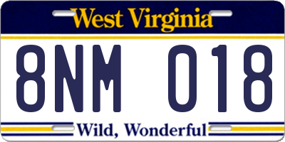 WV license plate 8NM018