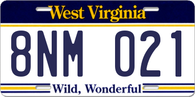 WV license plate 8NM021