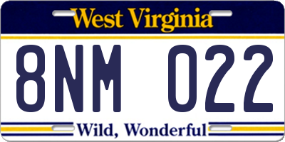 WV license plate 8NM022