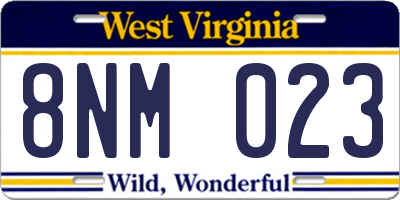 WV license plate 8NM023