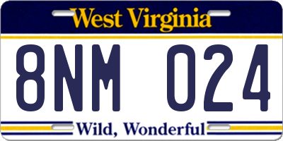 WV license plate 8NM024