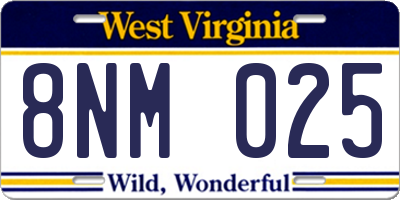 WV license plate 8NM025