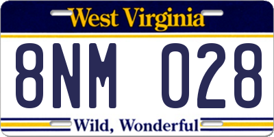 WV license plate 8NM028