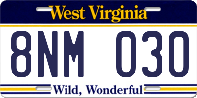 WV license plate 8NM030