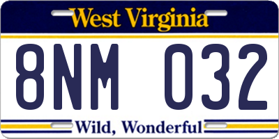WV license plate 8NM032