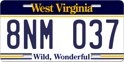 WV license plate 8NM037