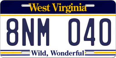 WV license plate 8NM040