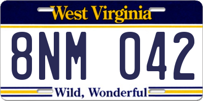 WV license plate 8NM042
