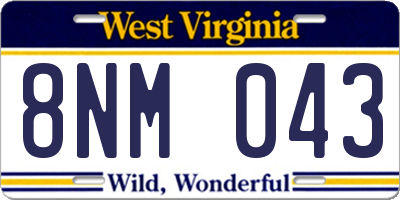 WV license plate 8NM043