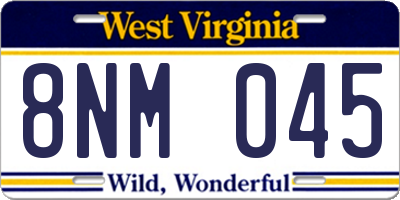 WV license plate 8NM045