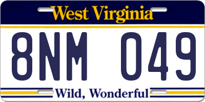 WV license plate 8NM049