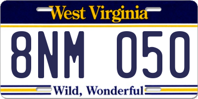 WV license plate 8NM050