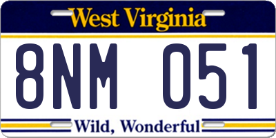 WV license plate 8NM051