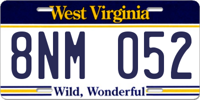 WV license plate 8NM052