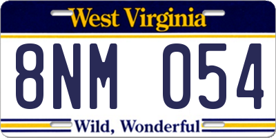 WV license plate 8NM054