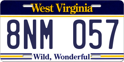 WV license plate 8NM057