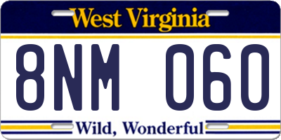 WV license plate 8NM060