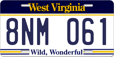 WV license plate 8NM061