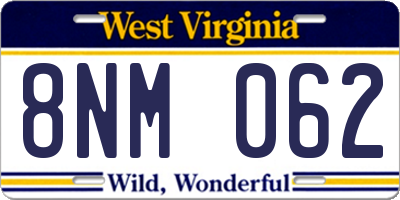 WV license plate 8NM062