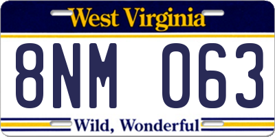 WV license plate 8NM063