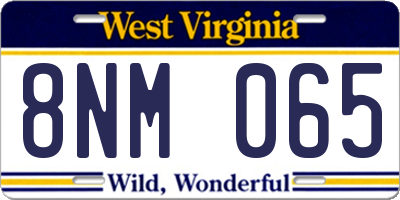 WV license plate 8NM065