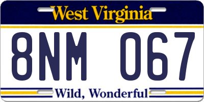 WV license plate 8NM067