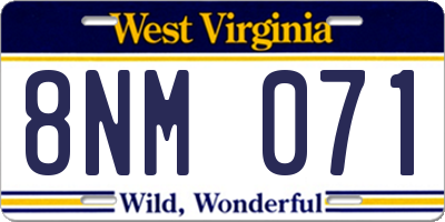 WV license plate 8NM071