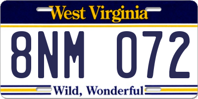 WV license plate 8NM072