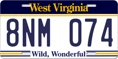 WV license plate 8NM074