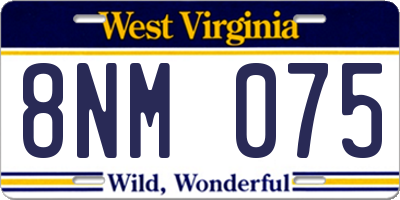 WV license plate 8NM075
