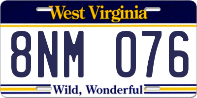 WV license plate 8NM076