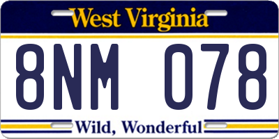 WV license plate 8NM078