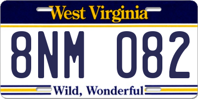 WV license plate 8NM082