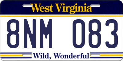 WV license plate 8NM083